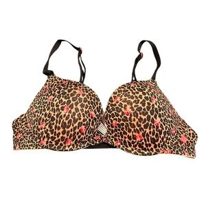 Victoria’s Secret leopard rose push-up bra 34b like new
